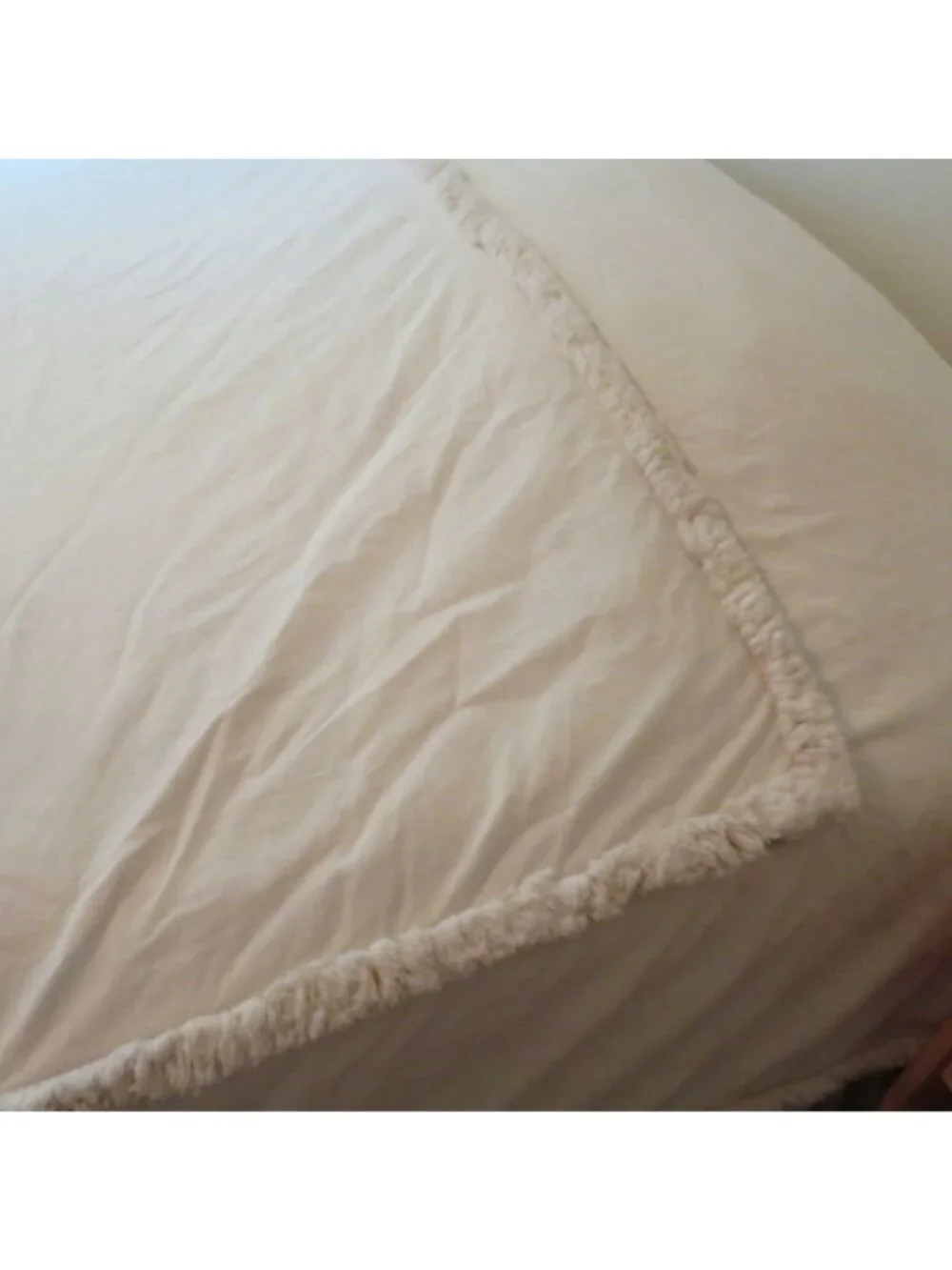 Vintage Full/Queen Cotton Duvet Cover Chenille Fringe Detail Zip 90